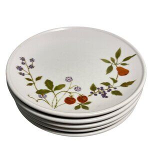 Noritake Dessert Plates Berries N Such 9070 Set Of 5 Japan 6.25" Fruit Floral